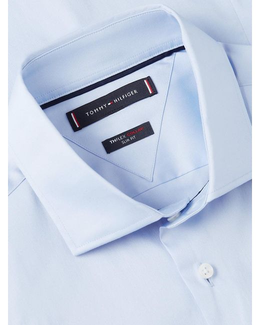 Tommy Hilfiger Blue New York Label Slim Fit Flex Collar Shirt for men