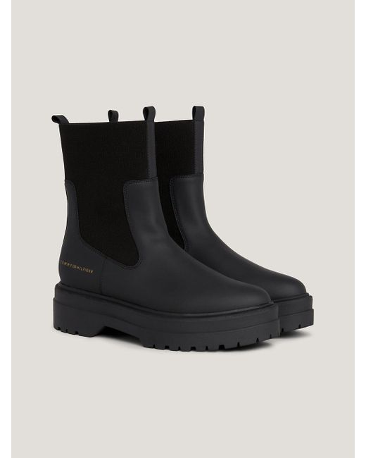 Tommy Hilfiger Black Chunky Cleat Rain Boots