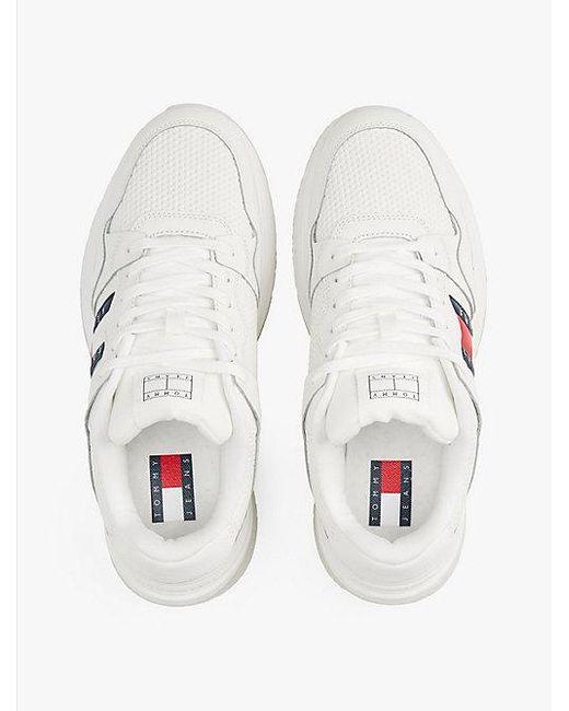 Tommy Hilfiger Sneaker Met Fijn Profiel En Gemengde Texturen in het White voor heren