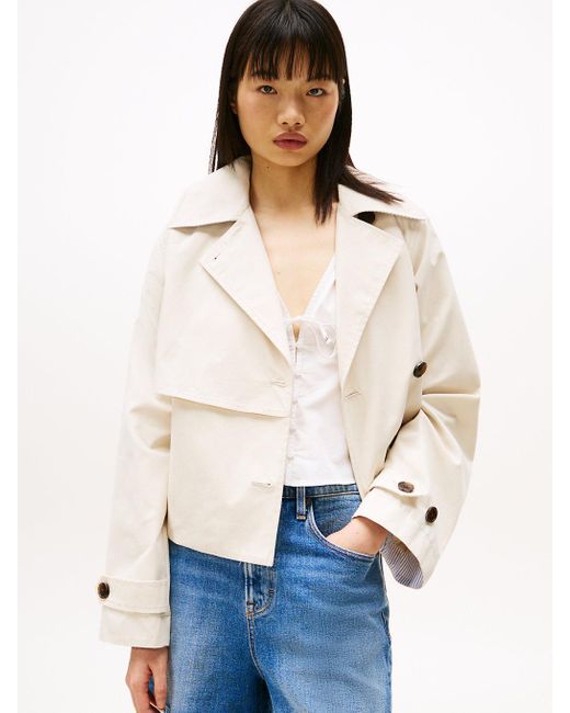 Tommy Hilfiger Natural Cropped Trench Jacket