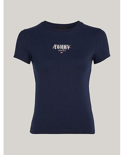Tommy Hilfiger Essential Slim Fit T-shirt Met Logo in het Blue