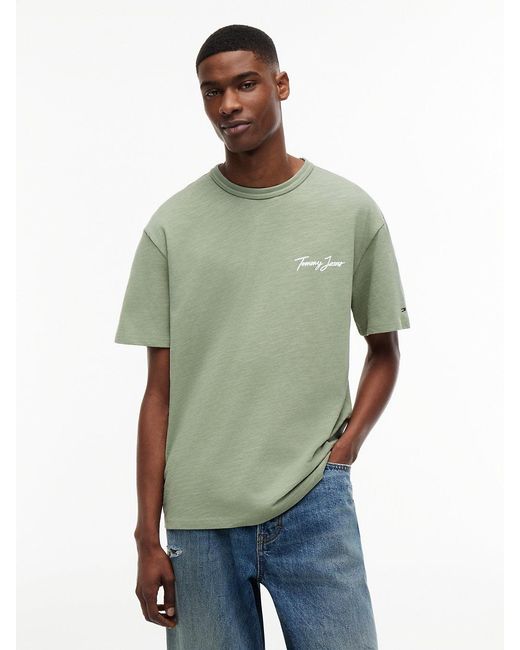 Tommy Hilfiger Green Back Graphic Textured Relaxed T-Shirt for men
