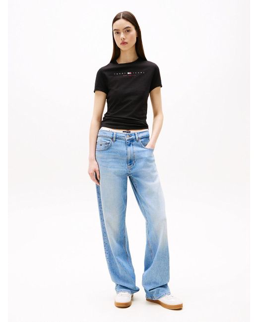 Tommy Hilfiger White Linear Logo Slim T-shirt