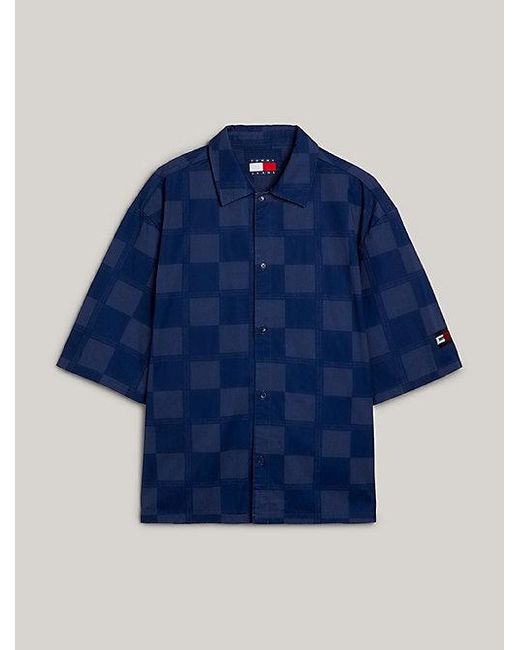 Tommy Hilfiger Uniseks Boxy Overhemd Met Checkerboard-patroon in het Blue voor heren