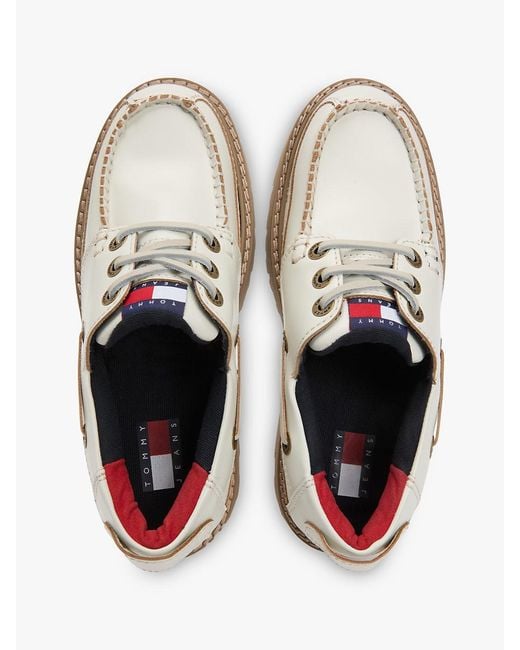 Tommy Hilfiger White Archive Leather Chunky Cleat Boat Shoes