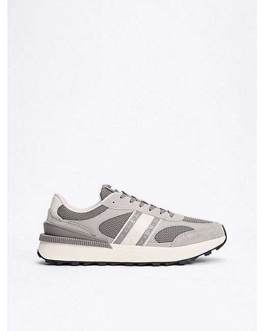 Tommy Hilfiger Getextureerde Suède Sneaker Met Profielzool in het White voor heren