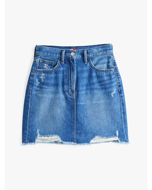 Minigonna Mom Distressed di Tommy Hilfiger in Blue