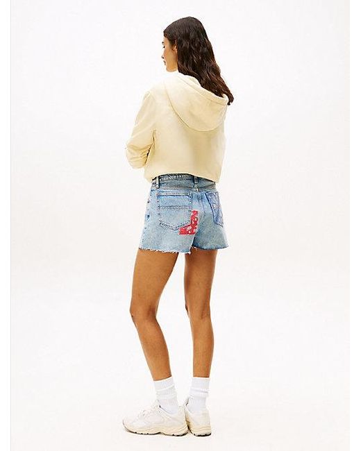 Shorts Vaqueros Ajustados Con Diseño Patchwork Tommy Hilfiger de color Blue