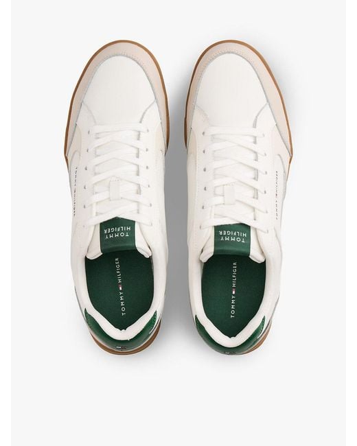 Tommy Hilfiger White Low Profile Cupsole Trainers With Leather for men