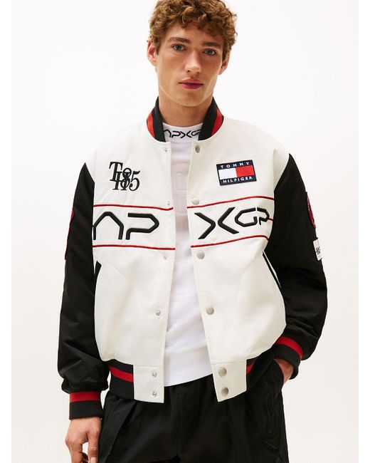 Tommy Hilfiger Natural The Apxgp Collection Satin Boxy Varsity Jacket for men