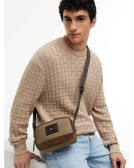Tommy Hilfiger Brown Heritage Colour-Blocked Crossbody Camera Bag for men