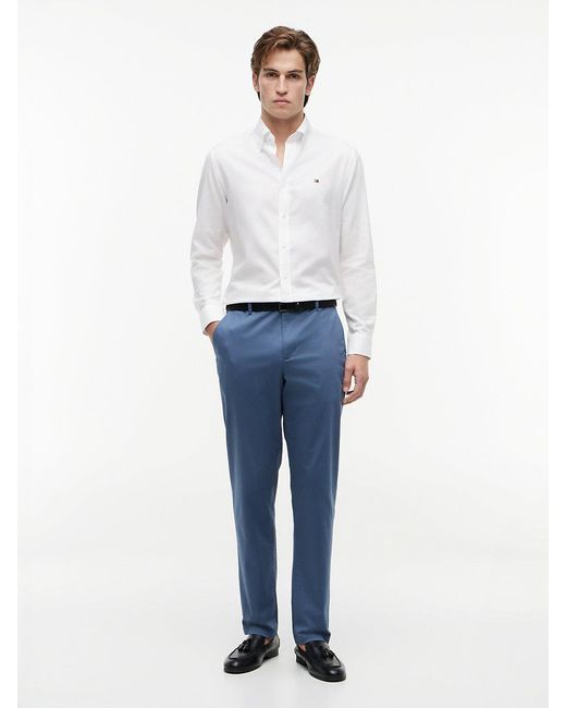 Tommy Hilfiger Blue Denton Slim Straight Textured Chinos for men