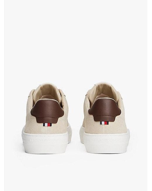 Tommy Hilfiger Suède Sneaker Met Cupsole in het Natural voor heren