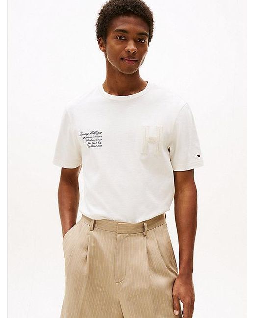 Camiseta Athleisure Con Aplicación De Letra Tommy Hilfiger de hombre de color White