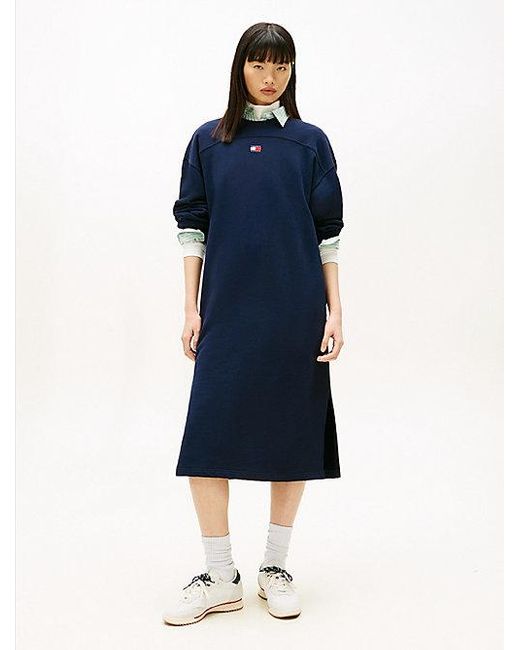 Tommy Hilfiger Midi-Sweaterjurk Met Tommy-Badge in het Blue