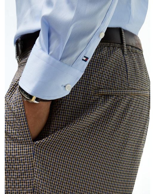 Tommy Hilfiger Blue New York Label Slim Fit Flex Collar Shirt for men