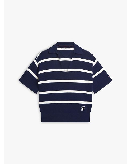 Tommy Hilfiger Blue Premium Knit Relaxed Polo Jumper