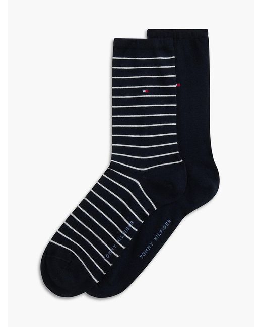 Tommy Hilfiger Blue 2-pack Flag Embroidery Stripe Ankle Socks
