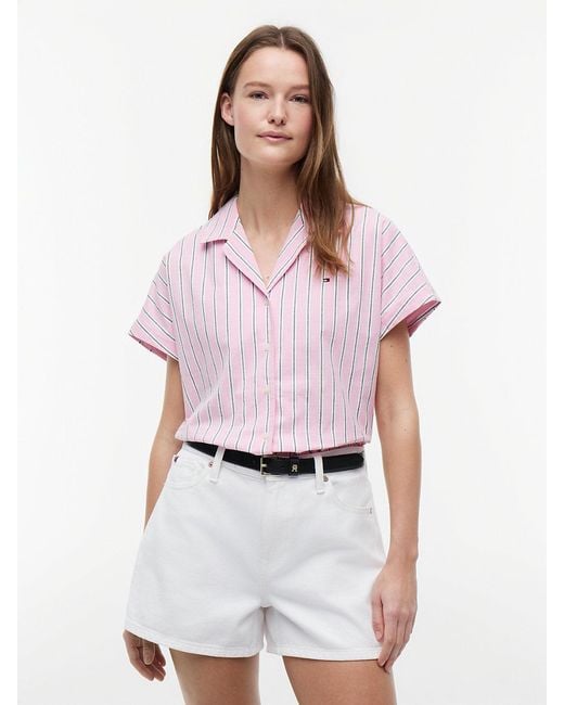 Tommy Hilfiger Blue Relaxed Fit Poplin Short Sleeve Shirt