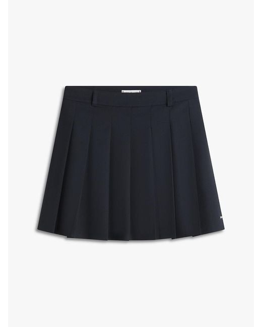 Tommy Hilfiger Blue Timeless Wool Blend Pleated Mini Skirt