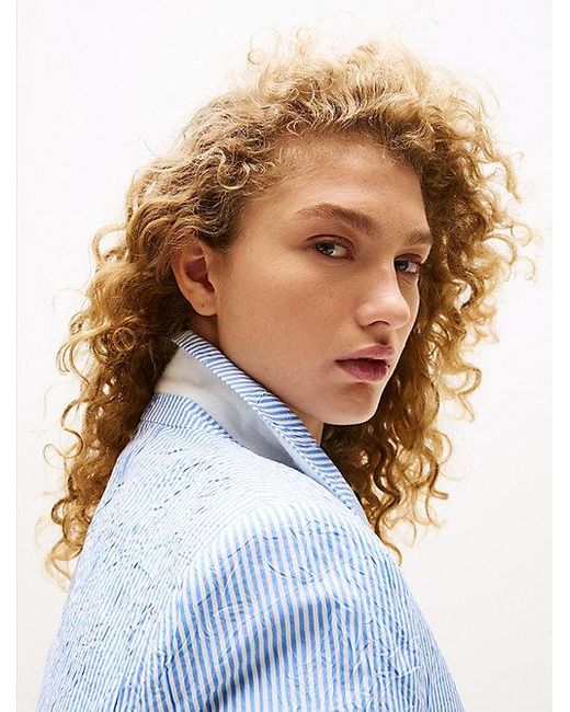 Tommy Hilfiger The Runway Collection Oversized Gestreepte Blazer in het Blue
