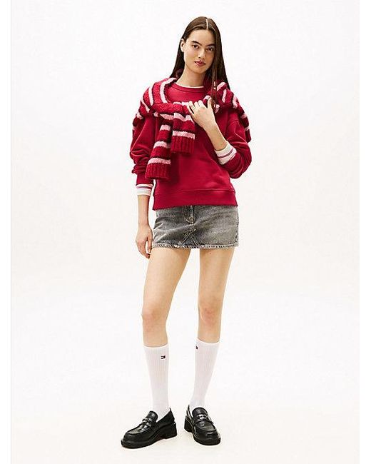 Tommy Hilfiger Boxy Fit Terry Sweatshirt Met Tommy-Badge in het Red