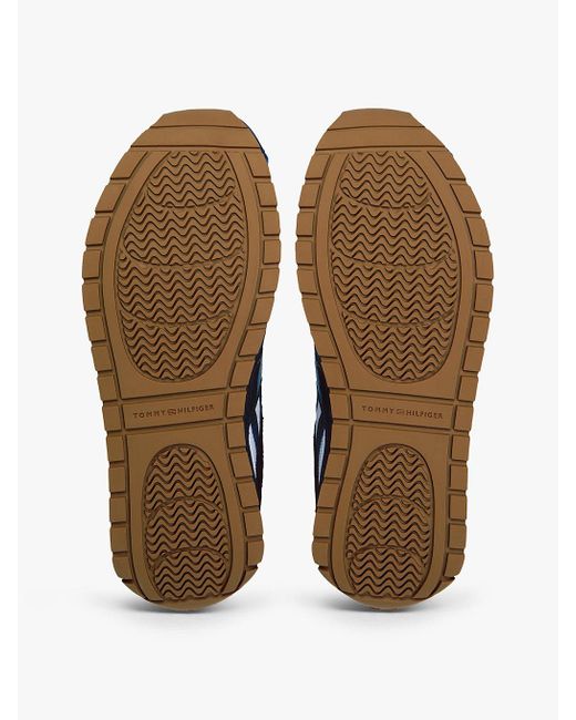Tommy Hilfiger Blue Th Monogram Leather Mixed Texture Trainers
