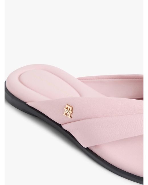 Tommy Hilfiger Multicolor Leather Toe Post Flat Sandals