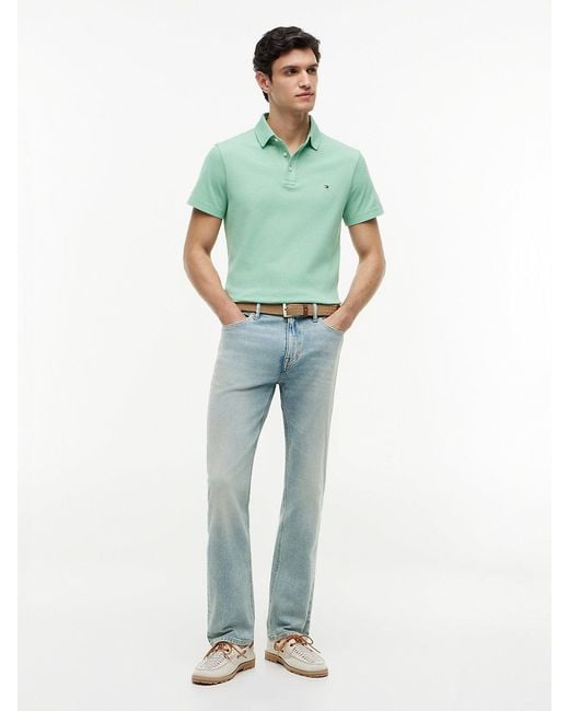 Tommy Hilfiger Green Regular Fit Mesh Jersey Polo Shirt for men