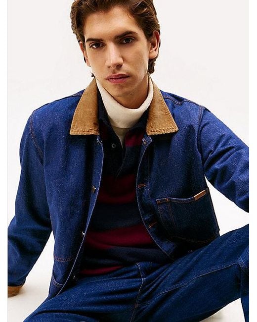 Tommy Hilfiger Chore-Jacke Aus Denim Mit Cord-Kragen in Blue für Herren