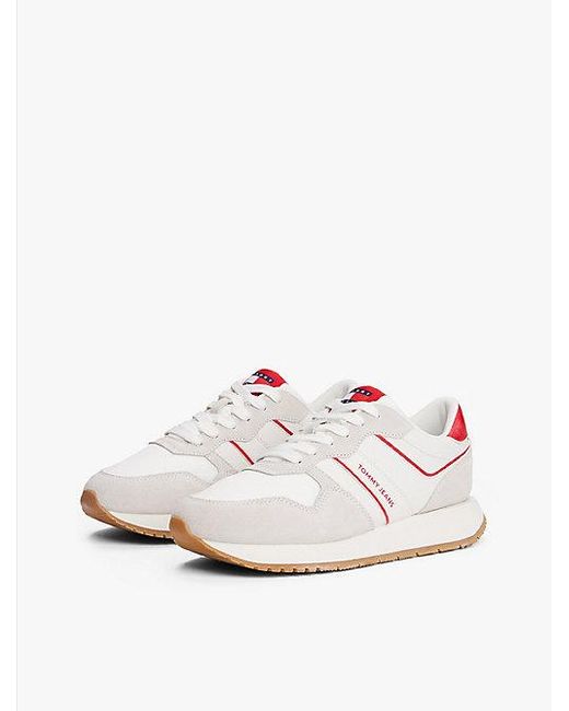 Tommy Hilfiger Lichtgewicht Hardloopsneaker Van Suède in het White