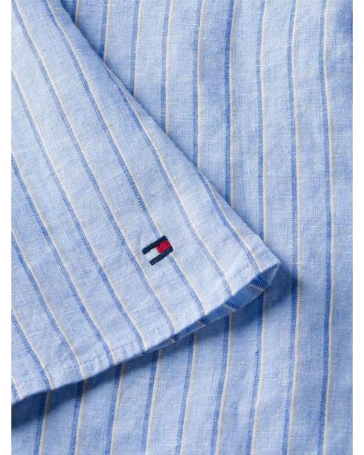 Tommy Hilfiger Blue Relaxed Fit Pure Linen Wrap Blouse