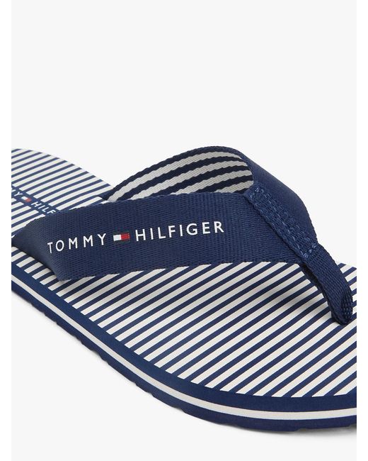 Tommy Hilfiger Blue Webbing Strap Ithaca Stripe Flip-Flops