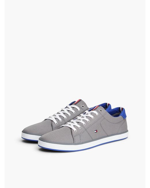 Tommy Hilfiger Gray Flag Canvas Trainers, Grey for men