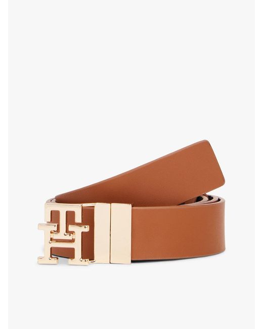 Tommy Hilfiger Brown Th Monogram Reversible Leather Belt