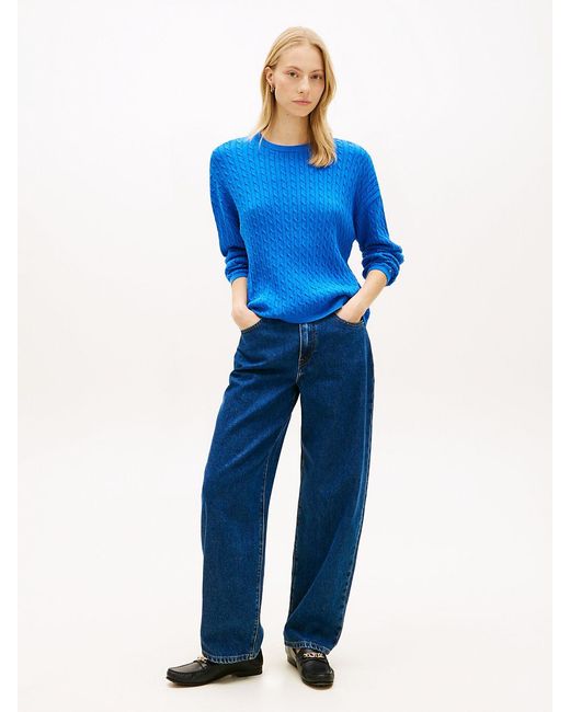 Tommy Hilfiger Blue Cable Knit Relaxed Jumper