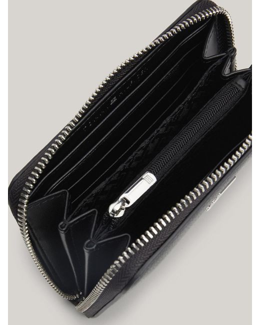 Tommy Hilfiger Black Essential Th Monogram Medium Zip-around Wallet