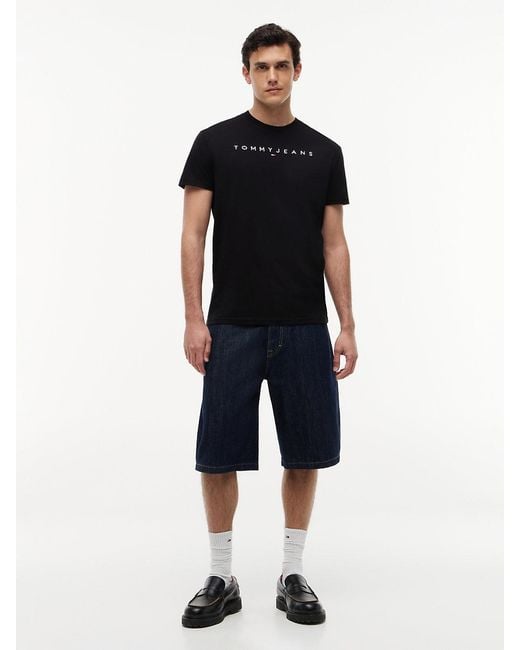 Tommy Hilfiger Black Linear Logo Jersey T-shirt for men