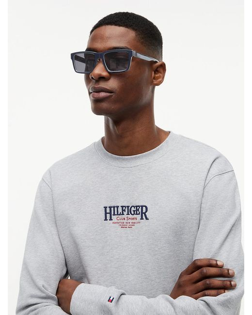 Tommy Hilfiger White Signature Tip Rectangular Sunglasses for men