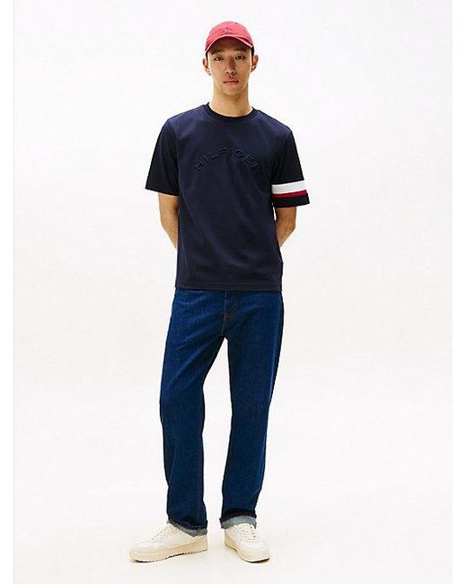 Tommy Hilfiger Colour-Blocked T-Shirt Van Gebreide Interlock in het Blue voor heren