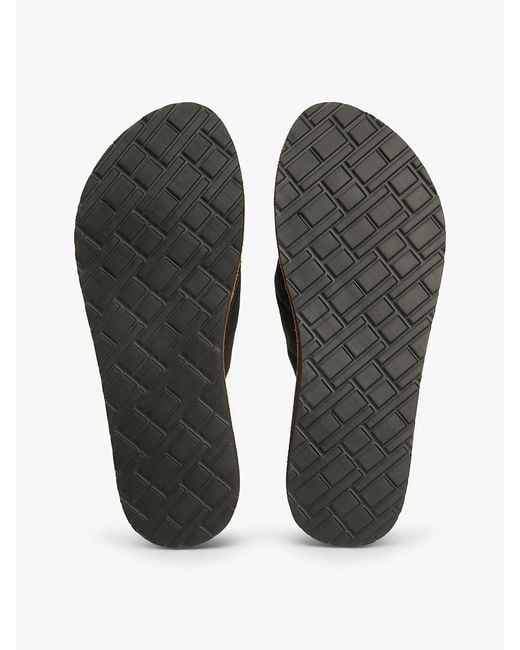 Tommy Hilfiger Black Th Monogram Plaque Hemp Flip-Flops