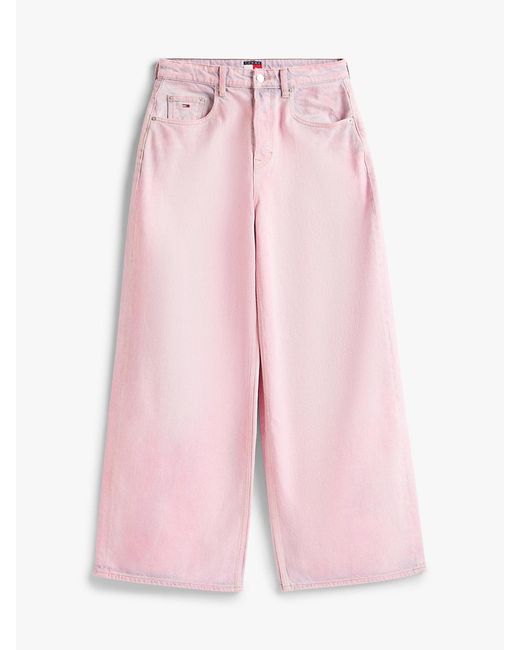 Tommy Hilfiger Pink Mid Rise Loose Wide Leg Jeans