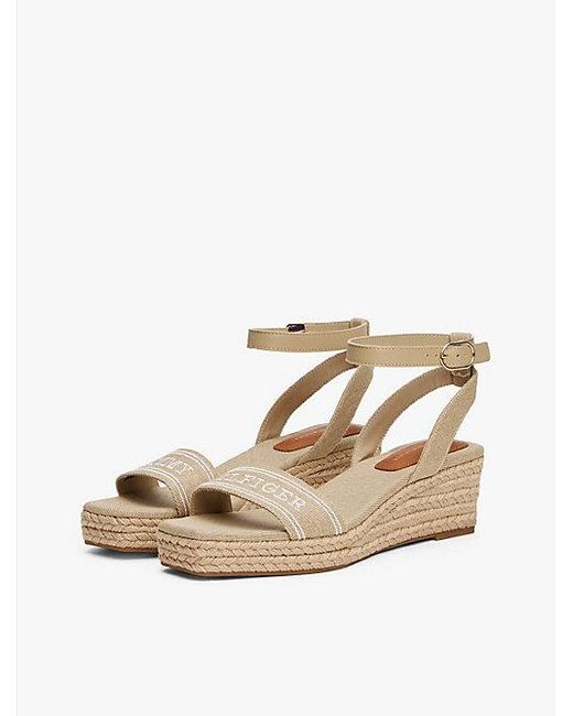 Tommy Hilfiger Natural Hilfiger Monotype Espadrilles Mit Keilabsatz
