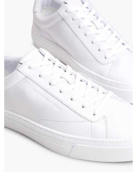Tommy Hilfiger White Premium Leather Cupsole Trainers for men