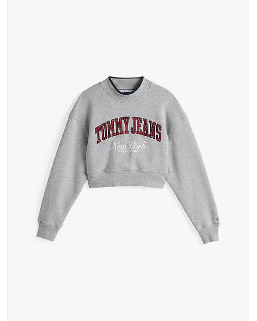 Tommy Hilfiger Cropped Sweatshirt Met Ronde Hals in het Gray