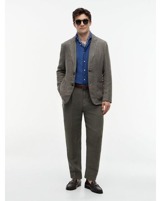 Tommy Hilfiger Blue New York Label Washed Pure Linen Trousers for men