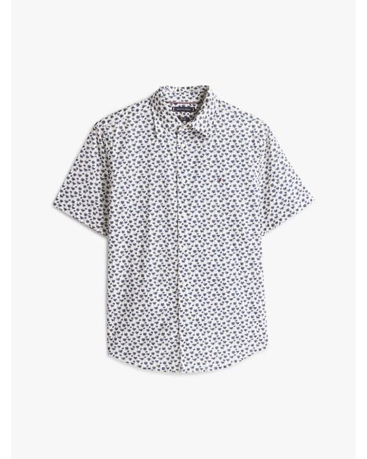 Chemise À Motif Tropical En Popeline Flex Tommy Hilfiger pour homme en coloris White
