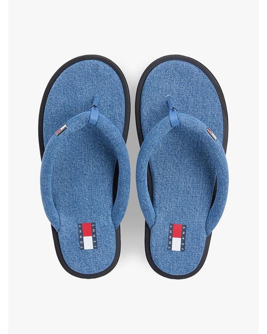 Tommy Hilfiger Blue Padded Strap Flip-Flops
