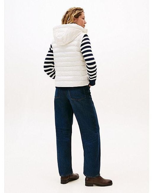 Tommy Hilfiger Getailleerde Waterafstotende Donsbodywarmer in het White