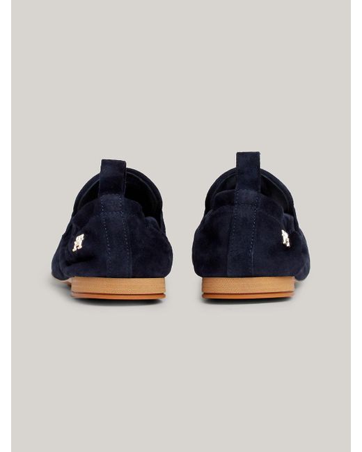 Tommy Hilfiger Blue Suede Moccasin Half Cleat Loafers